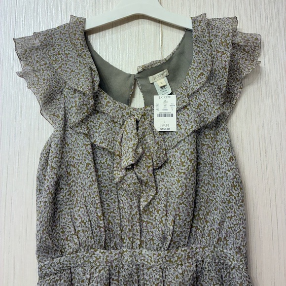 NWT J. Crew Lucinda Letour 100% Silk Ditzy Floral Ruffle Hem Dress 0 - Picture 8 of 8